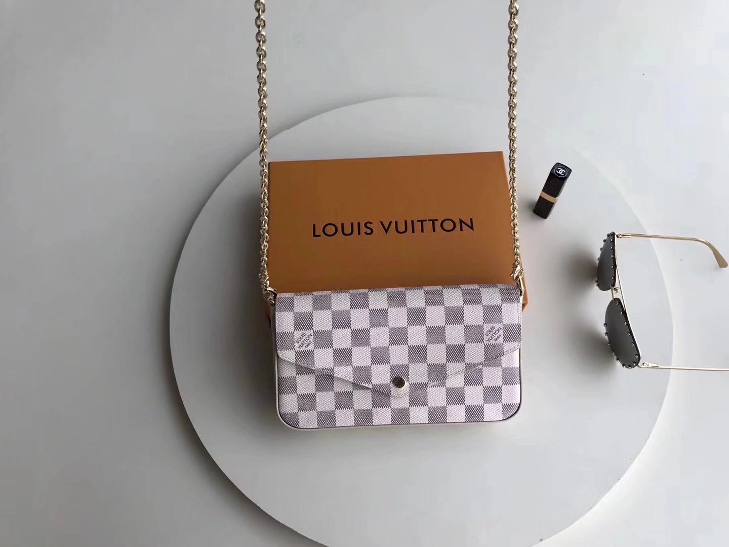 Louis Vuitton N63106 Pochette Felicie Damier Azur Canvas