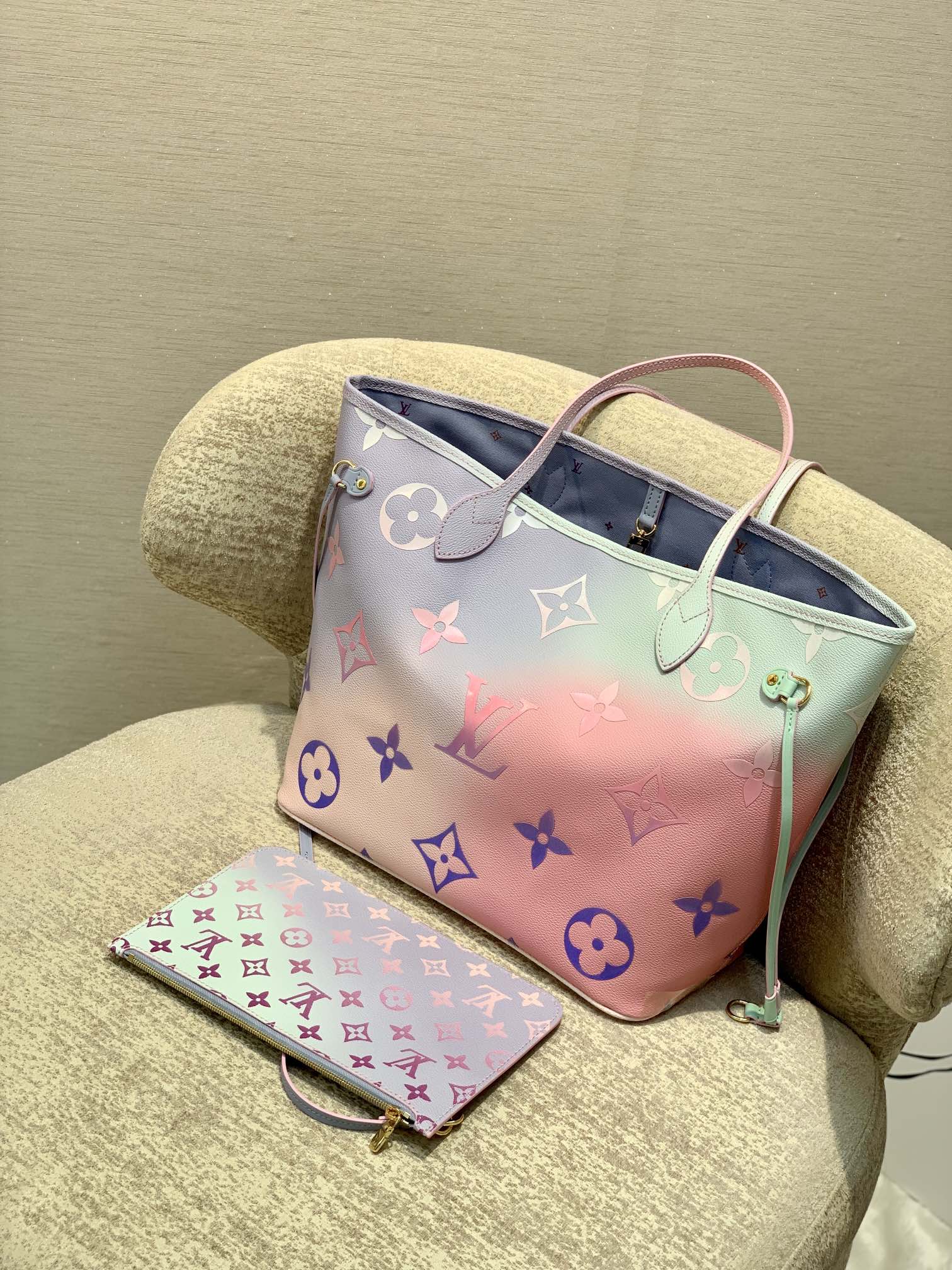 Louis Vuitton Neverfull MM Tote Sunrise Pastel Monogram Coated Canvas M46077 - image 1