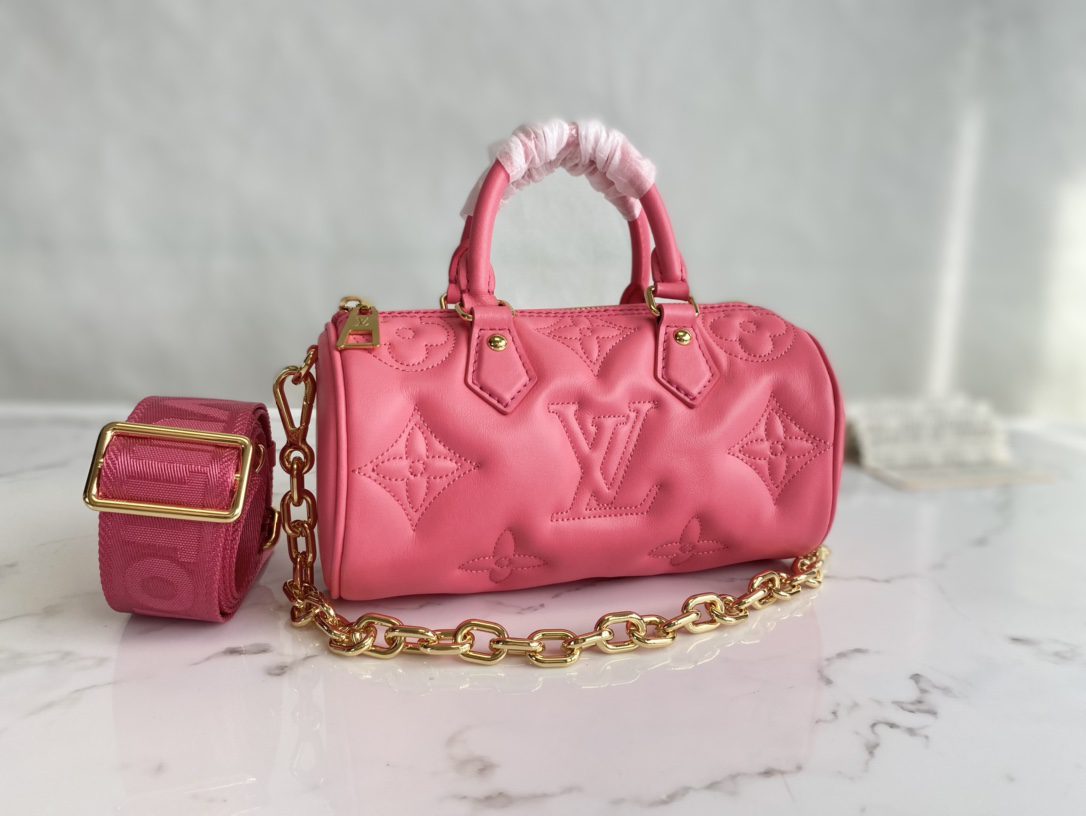 Louis Vuitton Papillon BB Handbag Quilted and Embroidered Smooth Calf Leather Pink M59827