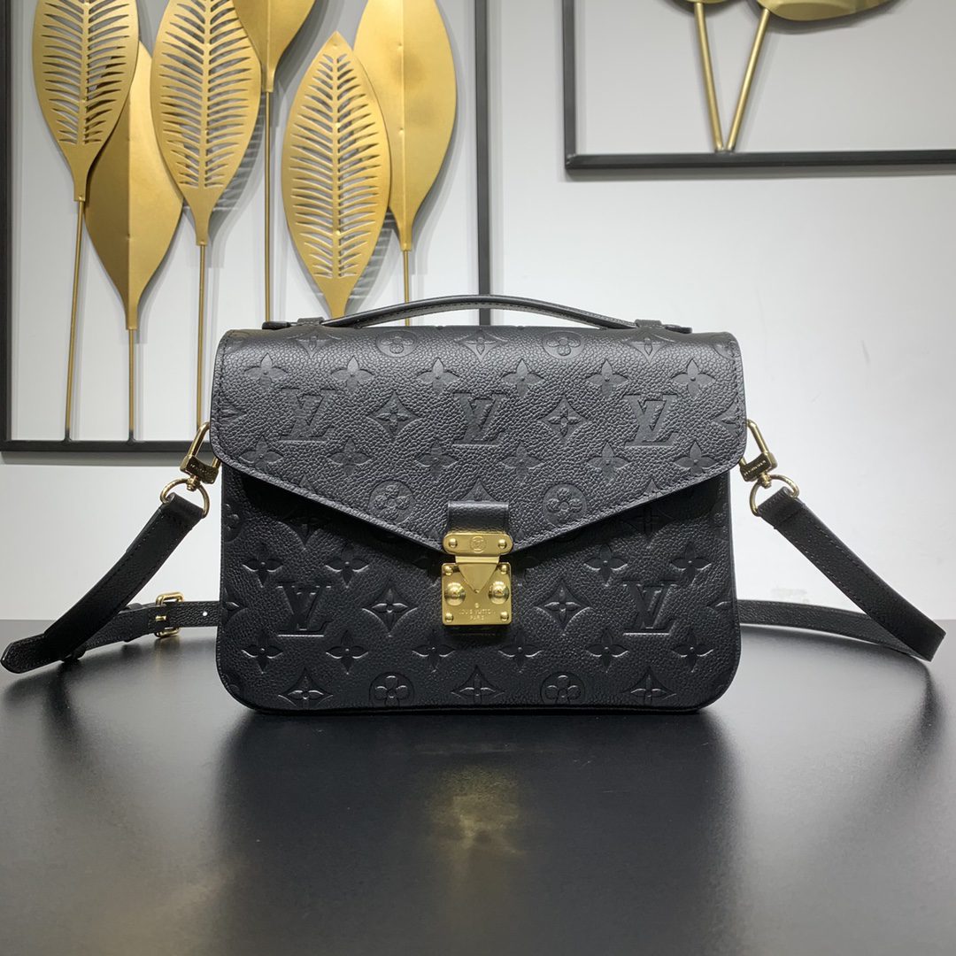 Luxury Replicated Louis Vuitton Pochette Metis Handbag Monogram Empreinte Embossed Leather Black M41487 - image 1