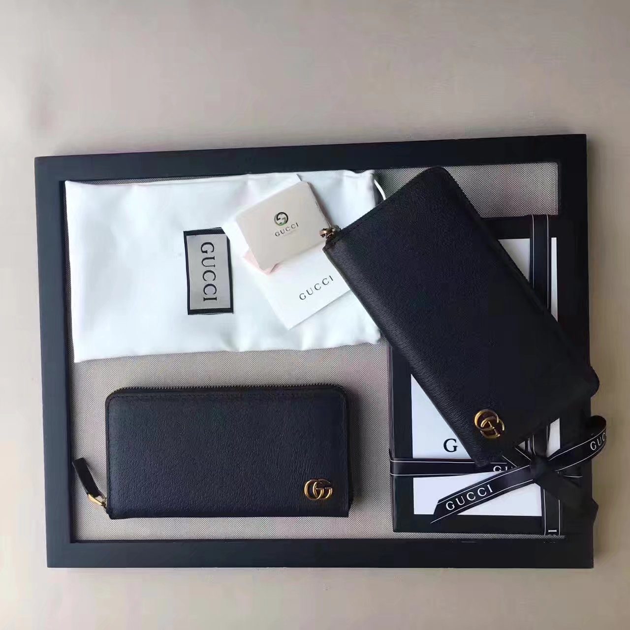 Oriainal Gucci 428736 Women Zip Wallet Black