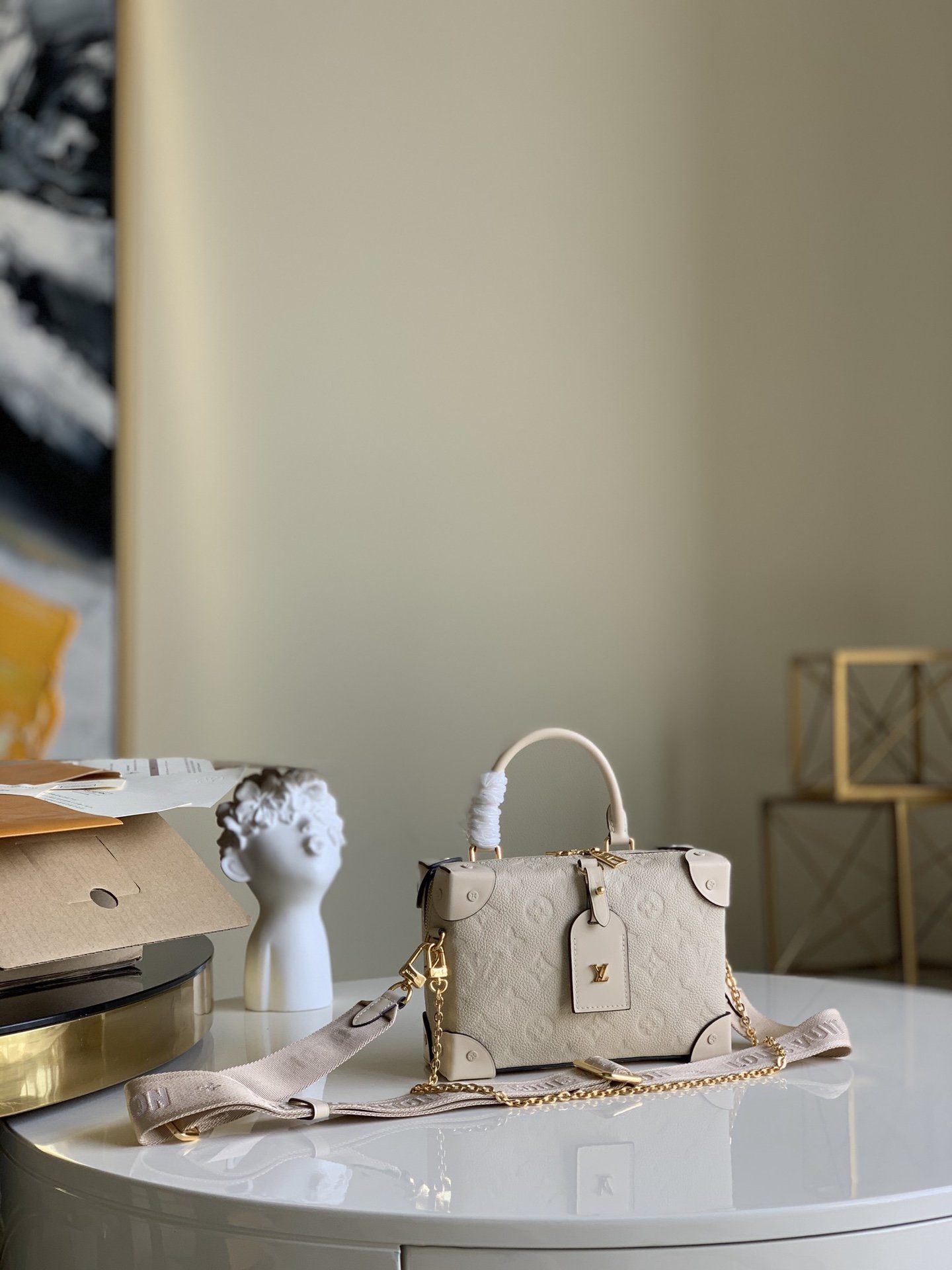 Original Copy Louis Vuitton M45394 Petite Malle Souple New Creme Embossed Grained Cowhide Leather - image 1