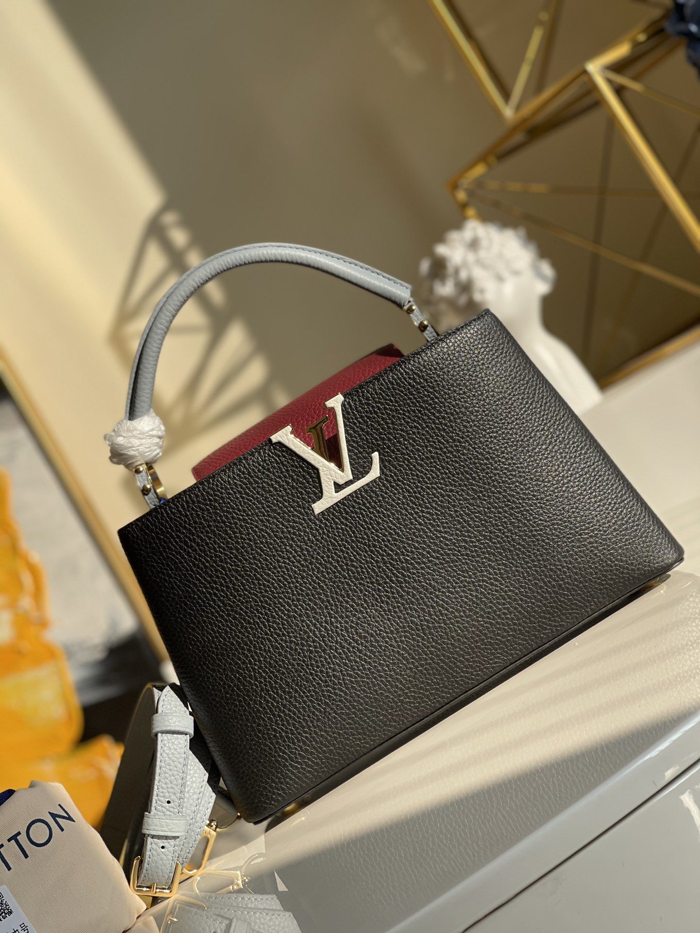 Original Copy Louis Vuitton M57221 Capucines PM Refined Colorblock Accents Taurillon Leather