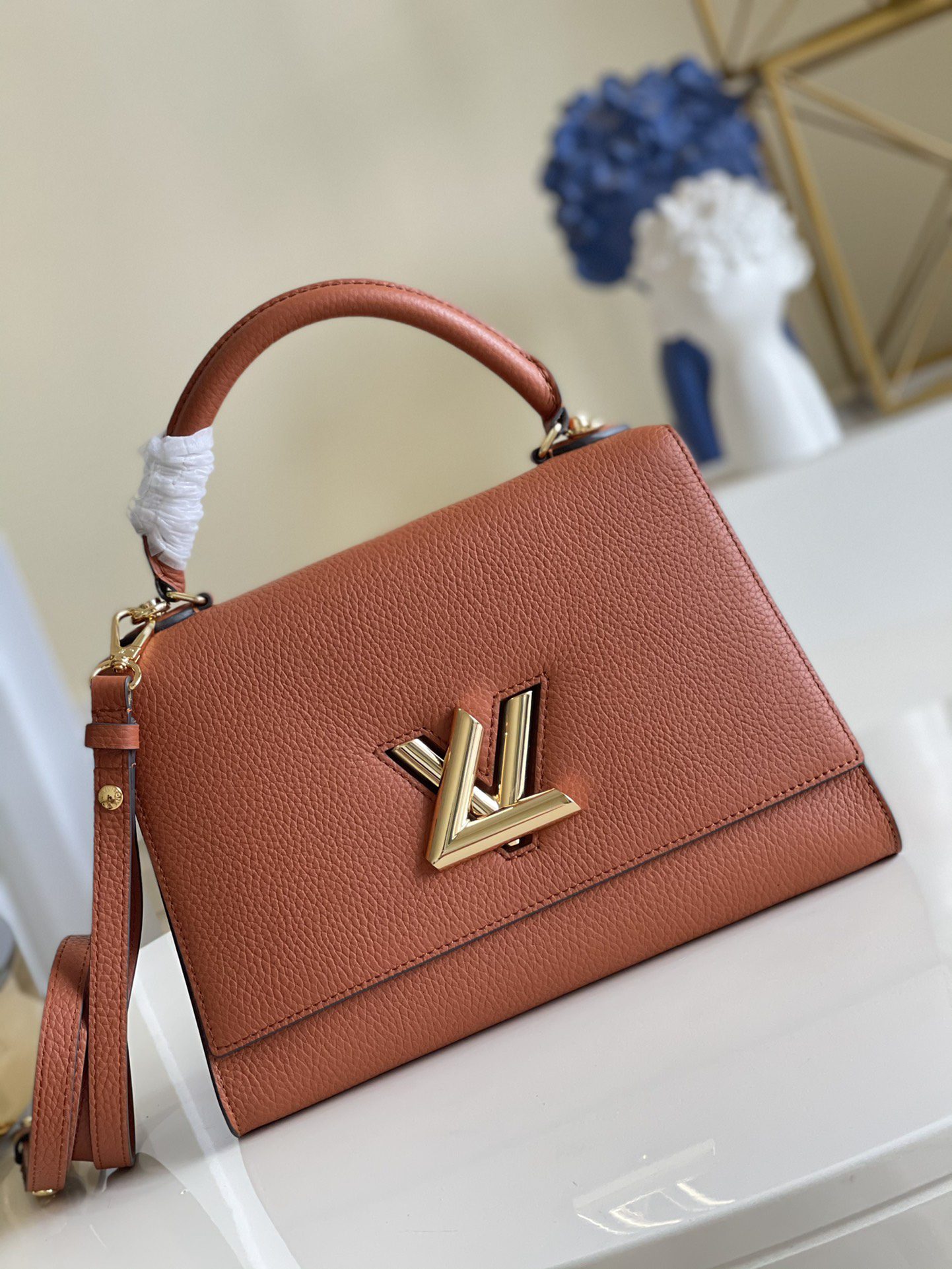 Original Copy Louis Vuitton M57897 MM Twist One Handle Handbag Caramel Brown