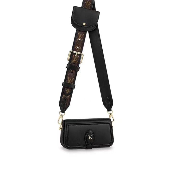 Original Copy Louis Vuitton M69841 Officier Cowhide-leather and Monogram Coated-Canvas Strap