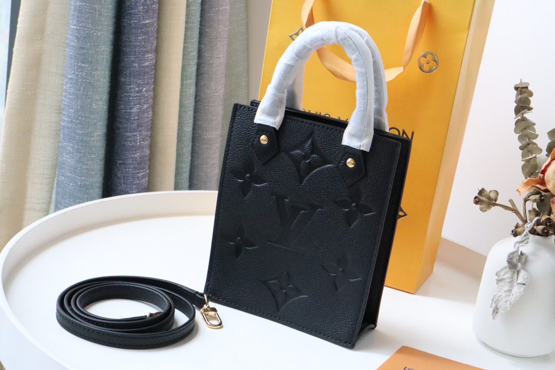 Original Copy Louis Vuitton M80478 Petit Sac Plat Empreinte Embossed Supple Grained Cowhide Leather Black