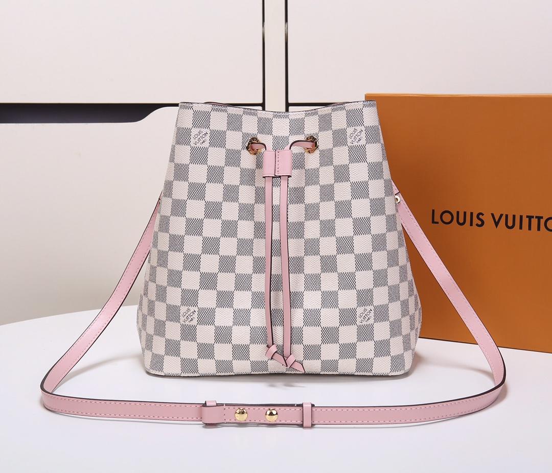 Original Copy Louis Vuitton N40152 NeoNoe Damier Azur Canvas Eau de Rose Pink