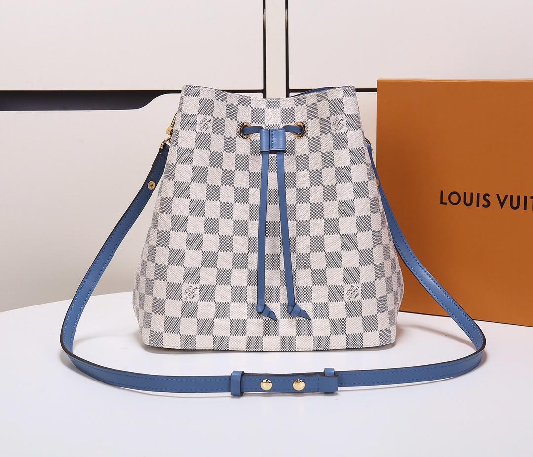 Original Copy Louis Vuitton N40153 NeoNoe Damier Azur Canvas Eau de Bleuet Blue
