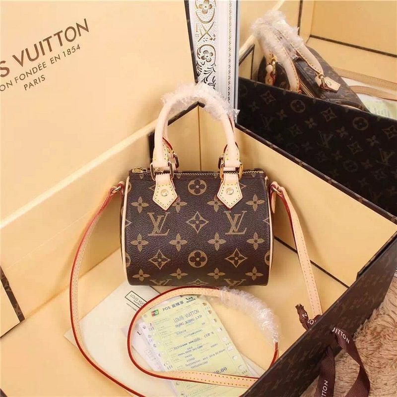 Original Copy Replica Louis Vuitton M61252 NANO SPEEDY Monogram Long Strap for Shoulder or Crossbody Carry