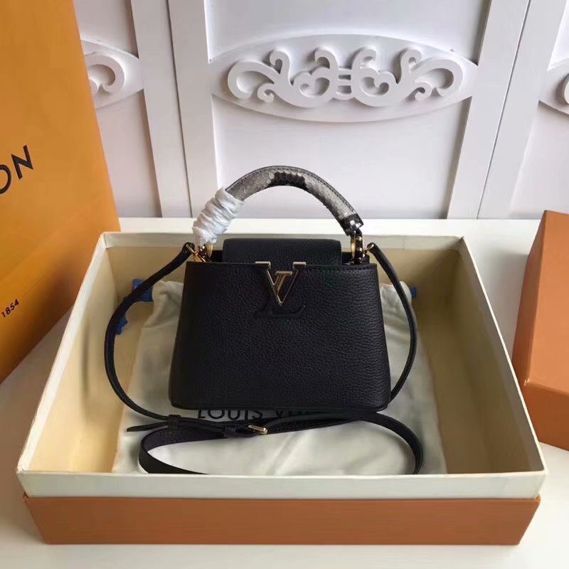 Original Replica Louis Vuitton M50531 Capucines BB Full Grain Taurillon Leather Combines with Python Ayers Noir