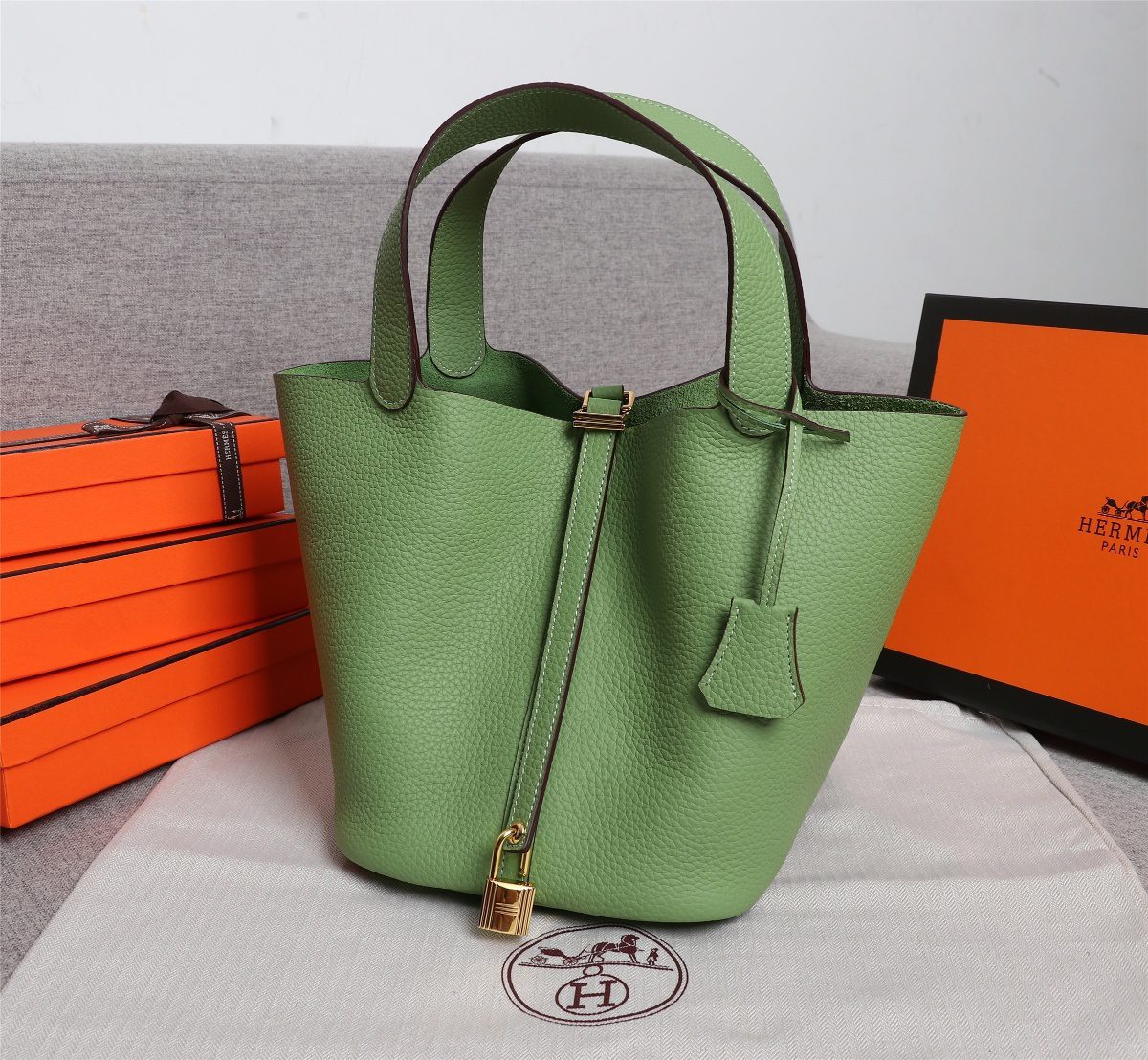 Replica Hermes Picotin Lock Bag 18cm and 22cm Green with Gold Hardware - image 1