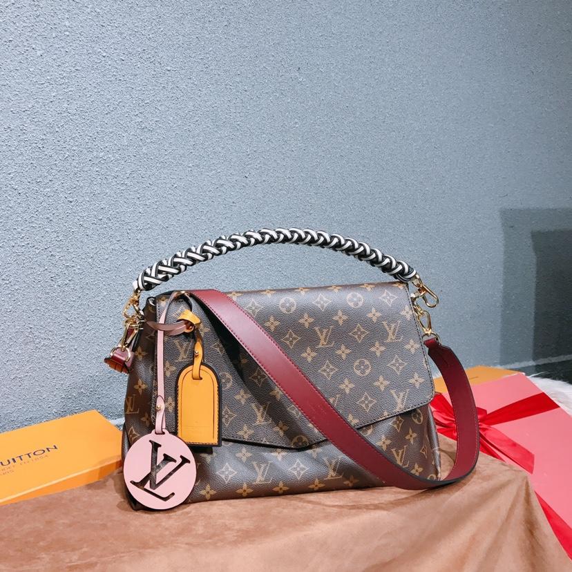 Replica Louis Vuitton M43953 Women Beaubourg MM Monogram Coated Canvas Dark Red - image 1