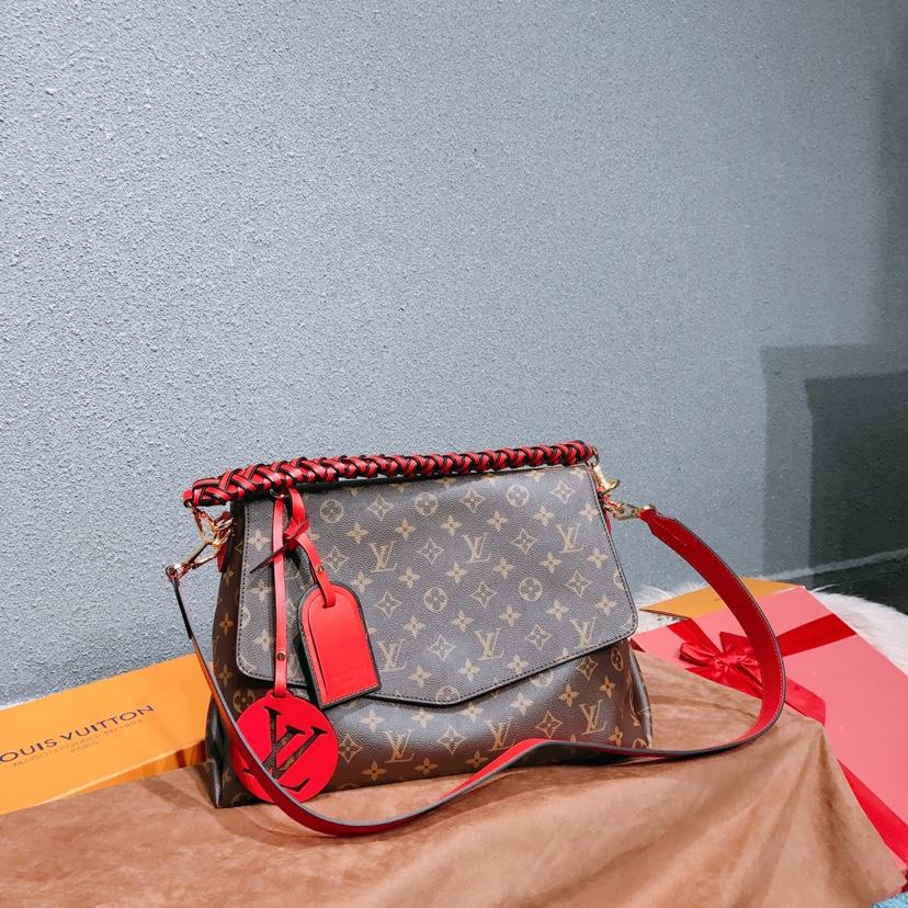 Replica Louis Vuitton M43953 Women Beaubourg MM Monogram Coated Canvas Red
