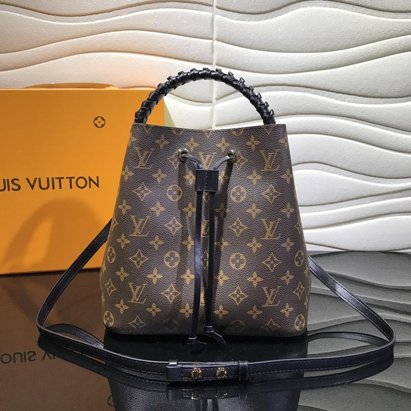 Replica Louis Vuitton M43985 NeoNoe Braided Handle Monogram Coated Canvas Black