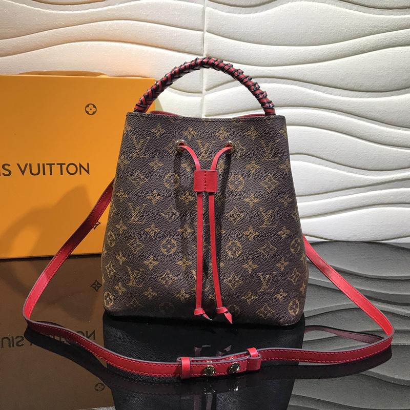 Replica Louis Vuitton M43985 NeoNoe Braided Handle Monogram Coated Canvas Red - image 1