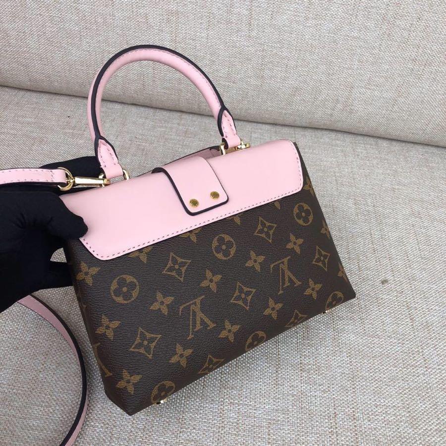 Replica Louis Vuitton M44080 Women Locky BB Bag Monogram Coated Canvas and Smooth Cowhide Leather Rose Poudre