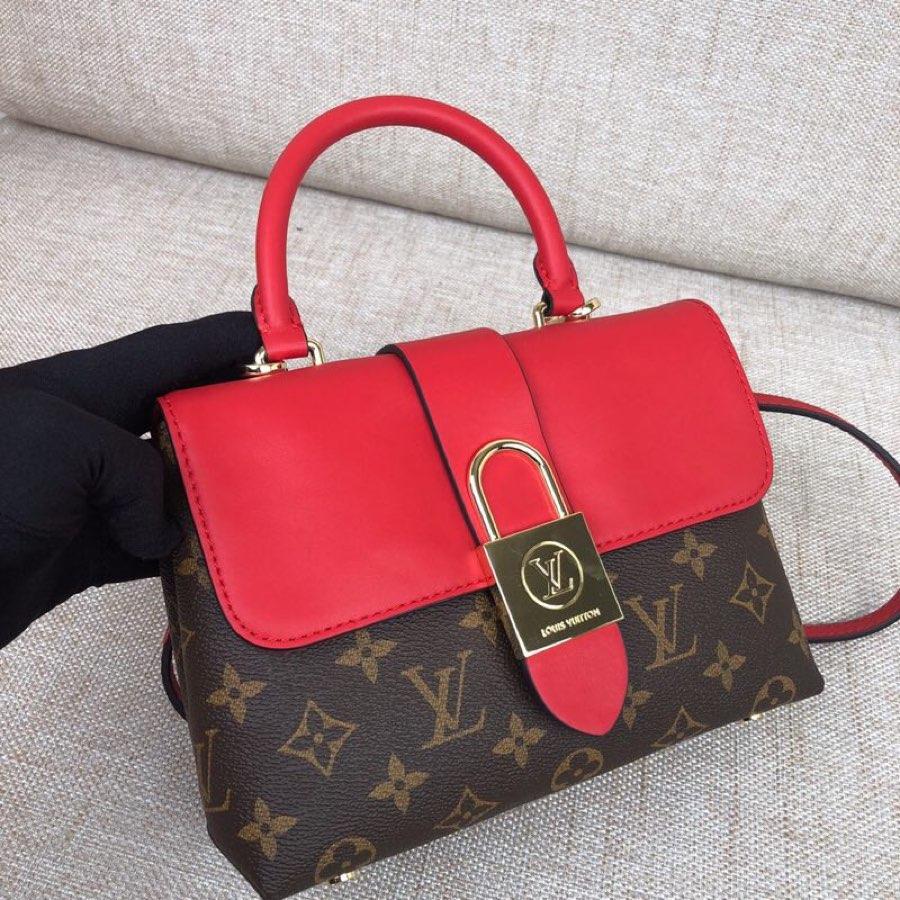 Replica Louis Vuitton M44322 Women Locky BB Bag Monogram Coated Canvas and Smooth Cowhide Leather Coquelicot