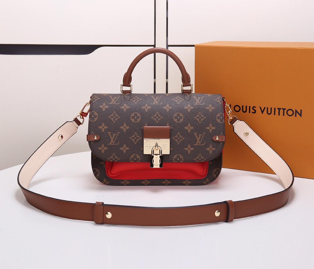 Replica Louis Vuitton M44548 Women Vaugirard Monogram Coated Canvas and Grained Leather Coquelicot Red - image 1