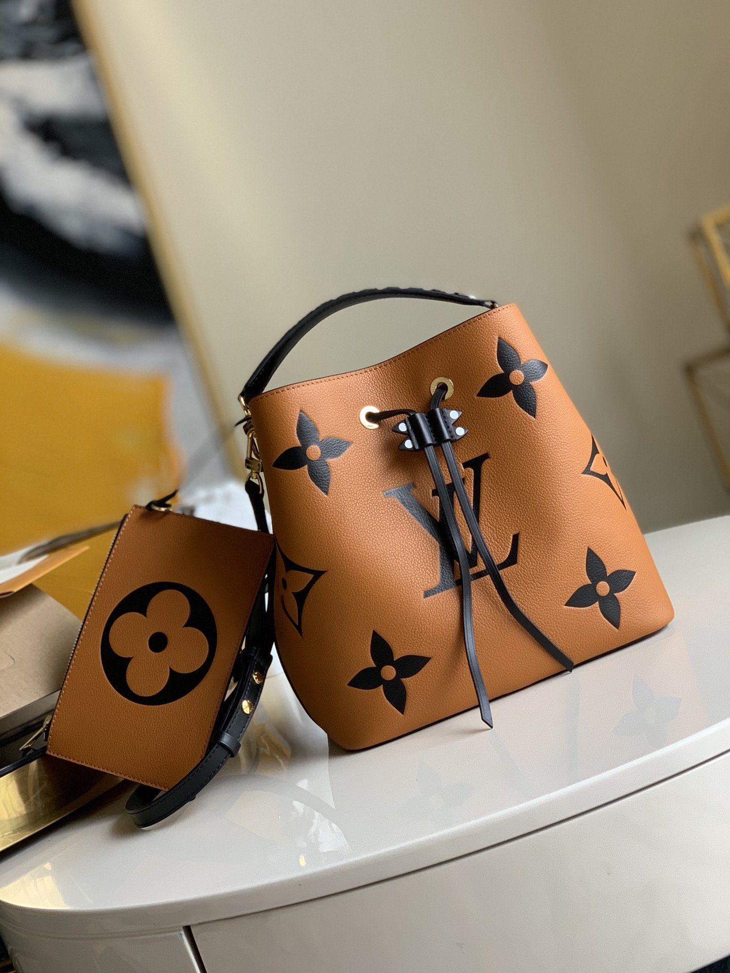 Replica Louis Vuitton M56891 LV Crafty NeoNoe MM Bucket Bag with an Oversized Monogram Print Brown - image 1