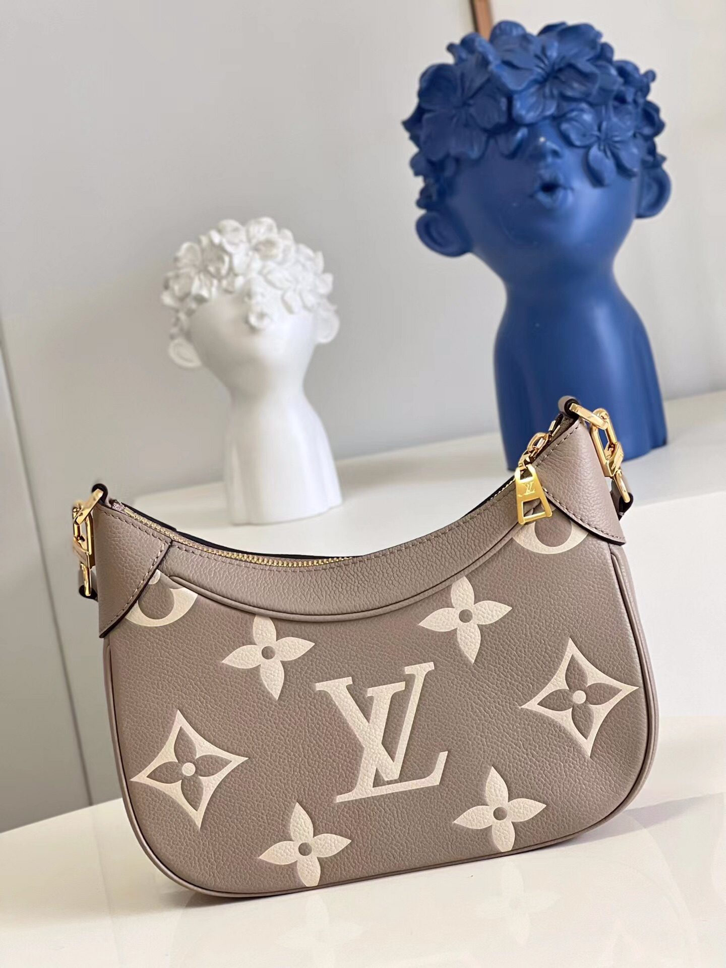 Replica Louis Vuitton Women Bagatelle BB Bag Gray Cowhide Leather M46113