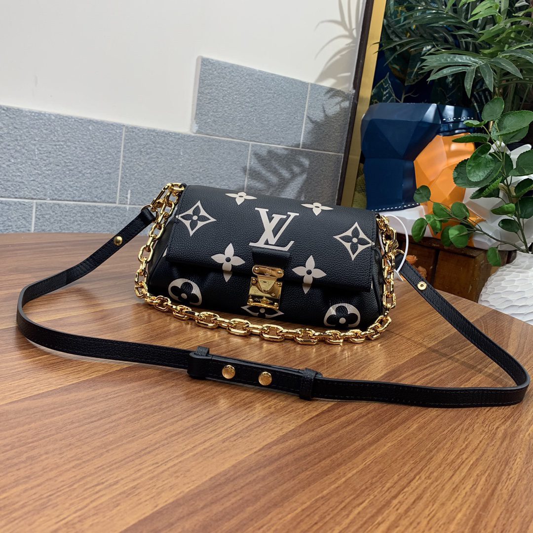 Top Copy Louis Vuitton M45859 Favorite Shoulder Bag Black and Beige Cowhide Leather - image 1