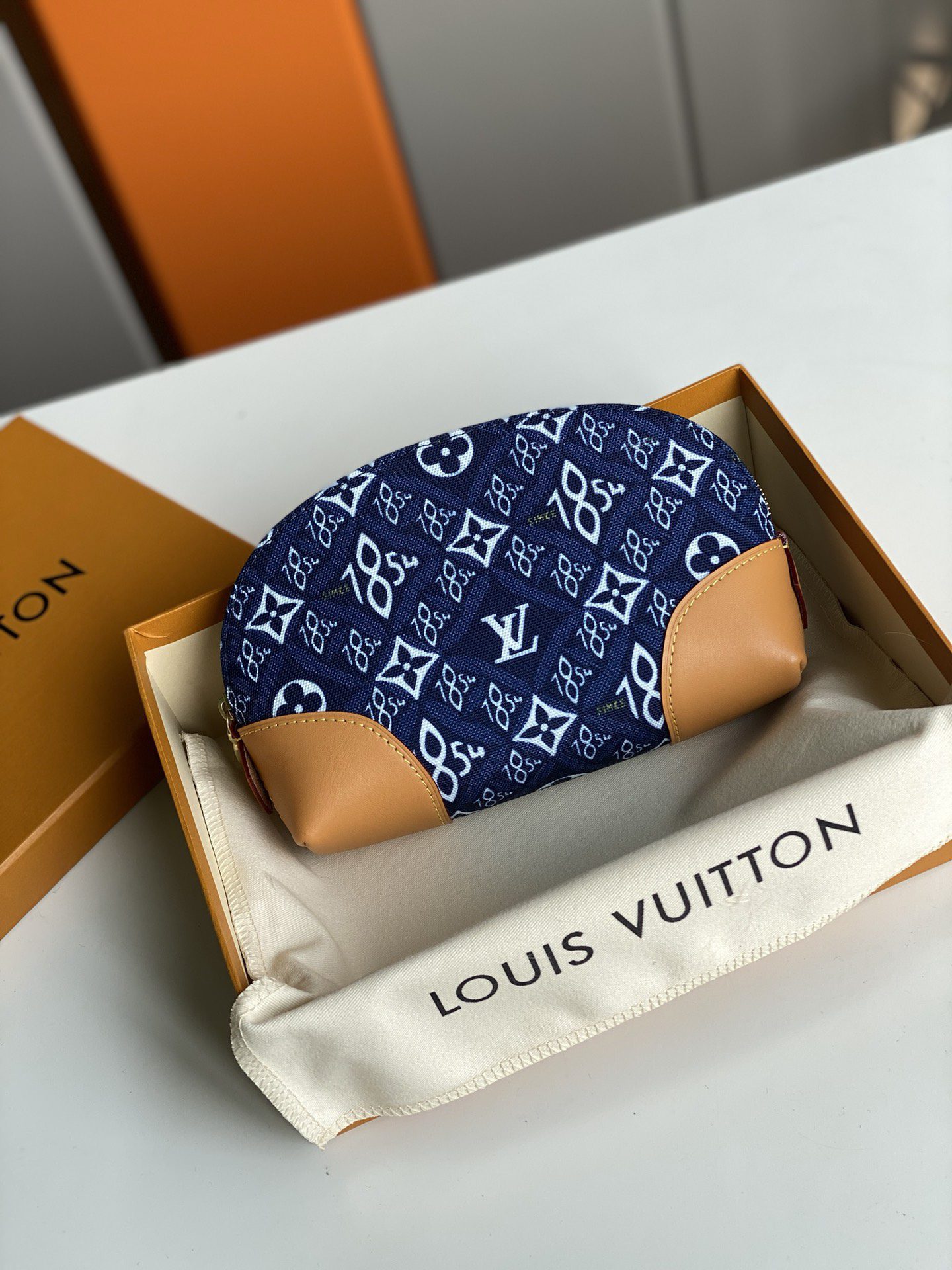 Top Replica Louis Vitton M80307 Since 1854 Cosmetic Pouch PM Jacquard Blue - image 1