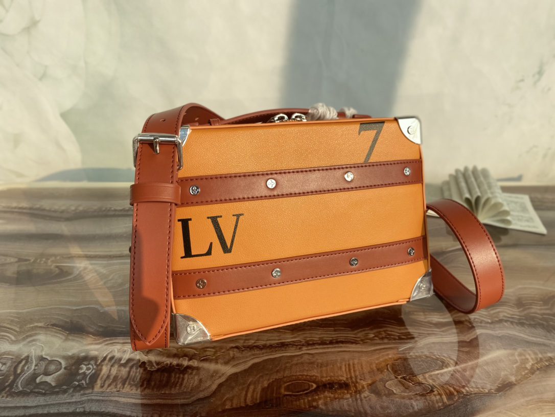 Top Sale Louis Vuitton M59669 Handle Soft Trunk in Calf Leather Saffron