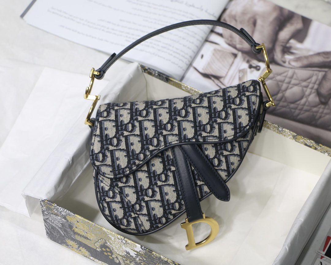 Christian Dior Oblique Mini Saddle Bag Blue - image 1