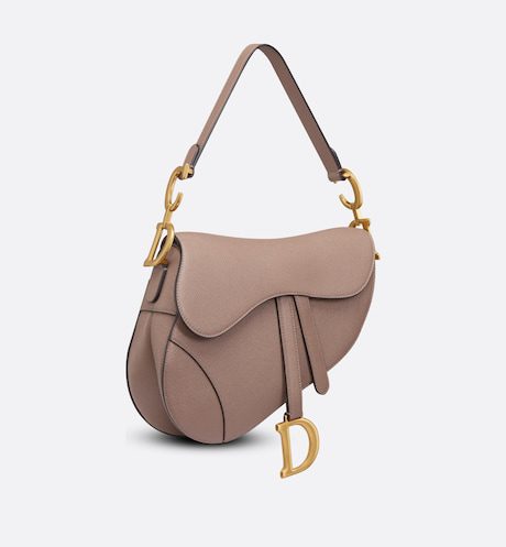 Dior Grained Calfskin Saddle Bag With Strap - Warm Taupe
