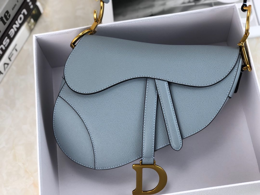 Dior Cloud Blue Goatskin Saddle Bag With Strap - image 1