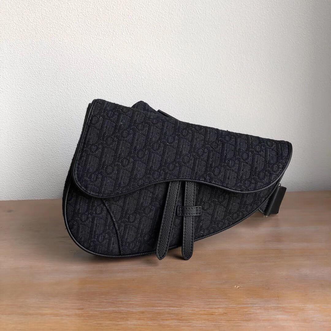 Dior Saddle Bag Essentials Black Oblique Jacquard