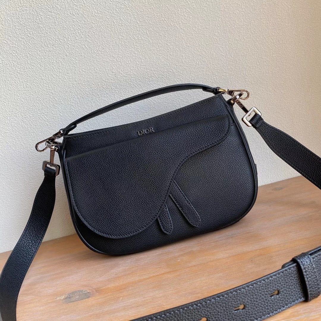 Dior Mini Saddle Soft Bag Black Grained Calfskin
