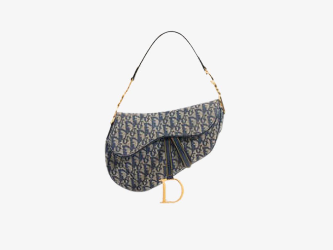 Christian Dior Vintage Saddle Bag In Blue Denim