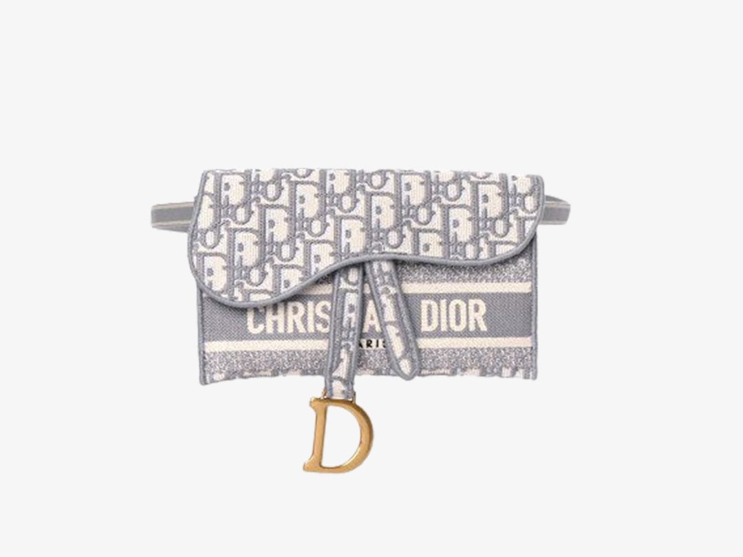 Christian Dior Oblique Slim Saddle Pouch Grey
