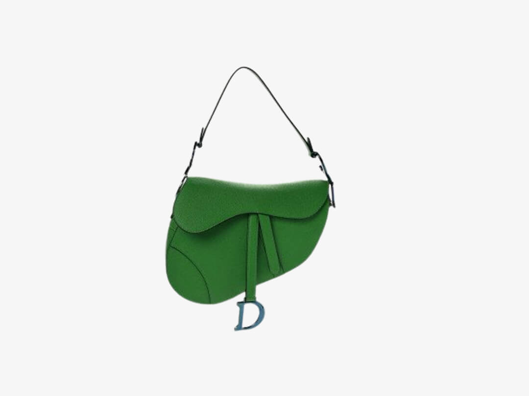 Christian Dior Grained Calfskin Saddle Bag Green