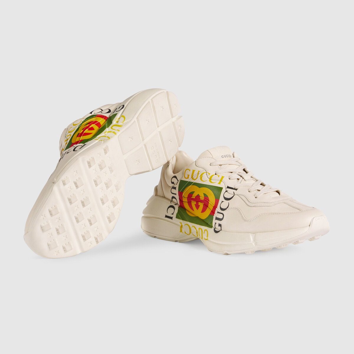 Men’s Rhyton Gucci logo leather sneaker