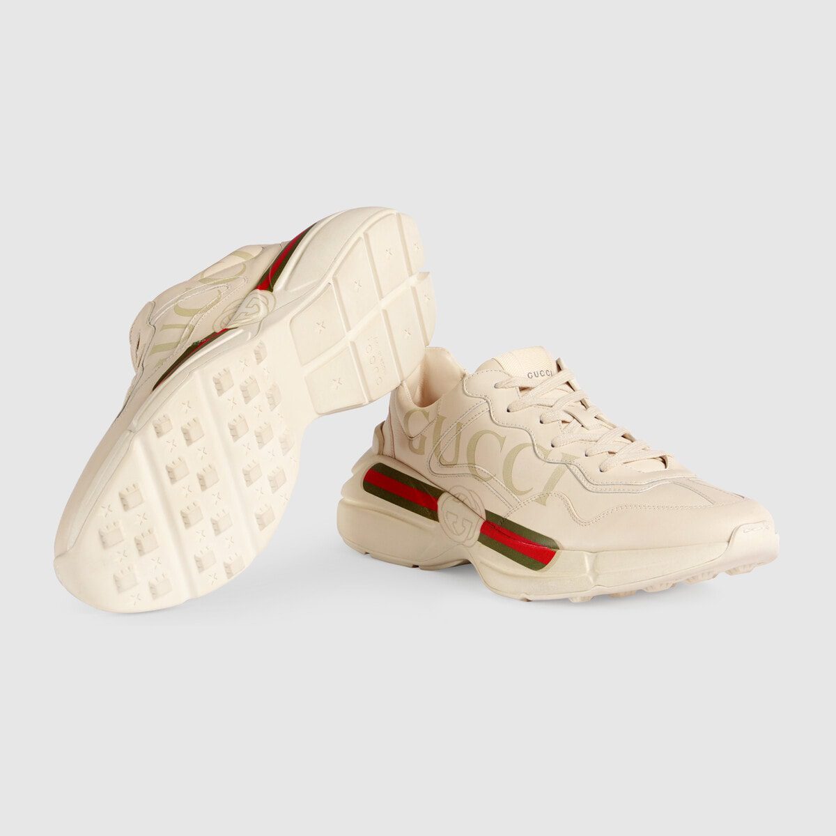 Men’s Rhyton Gucci logo leather sneaker