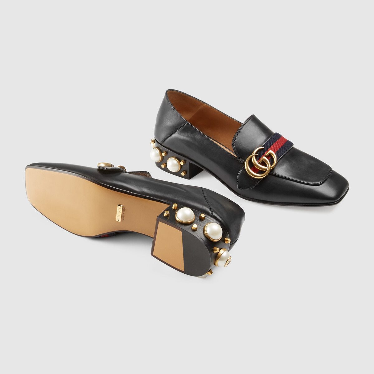 Leather mid-heel loafer - image 1