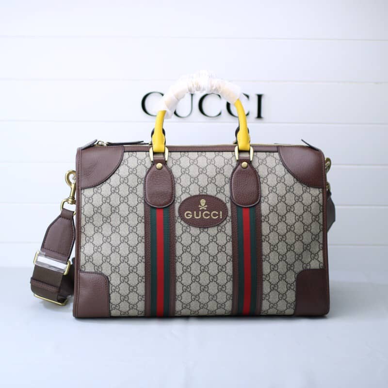 GUCCI Soft GG Supreme Monogram Web Medium Duffle Bag Beige 459311