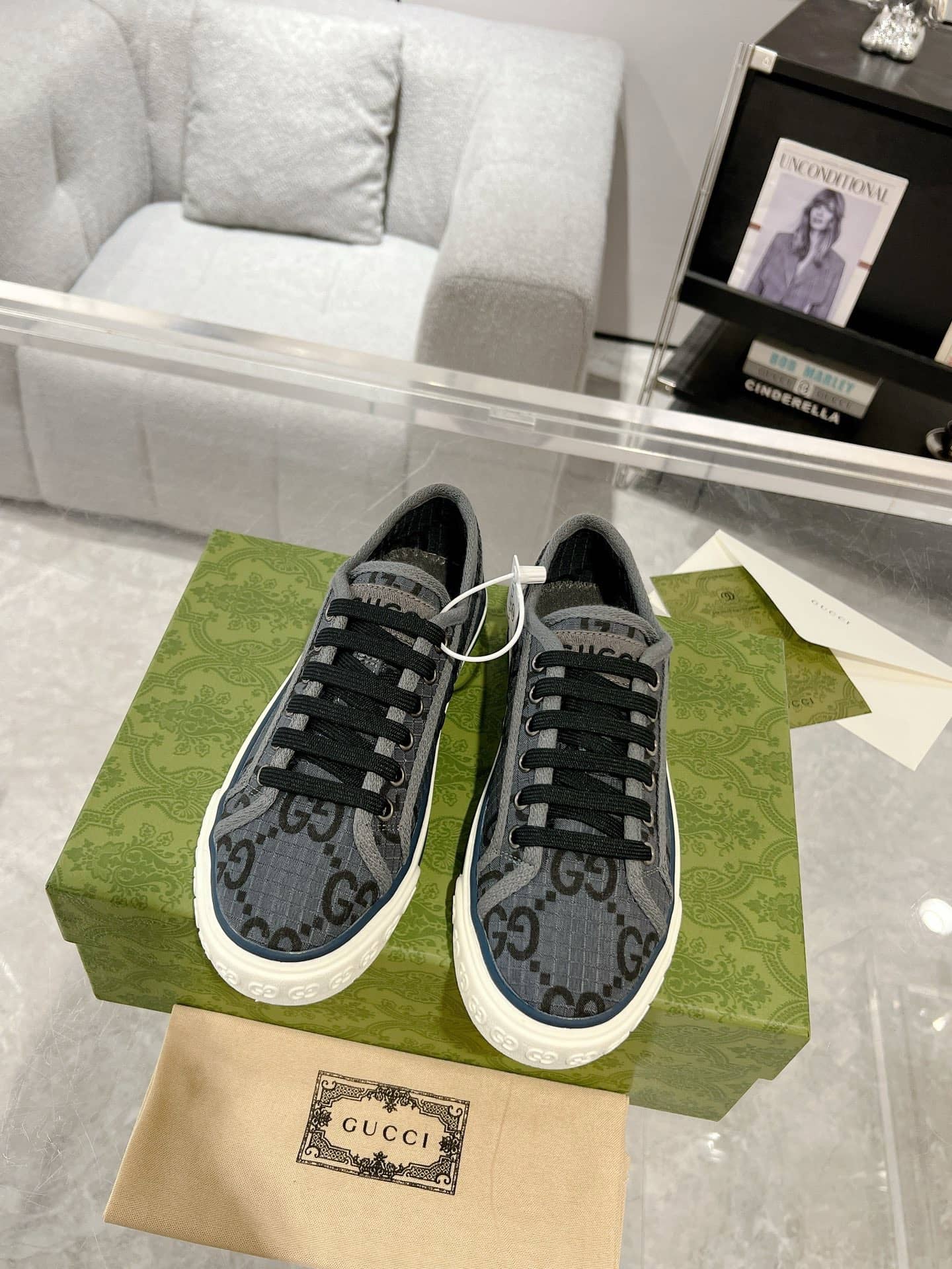 Gucci Tennis 1977 Sneaker Dark Grey And Black