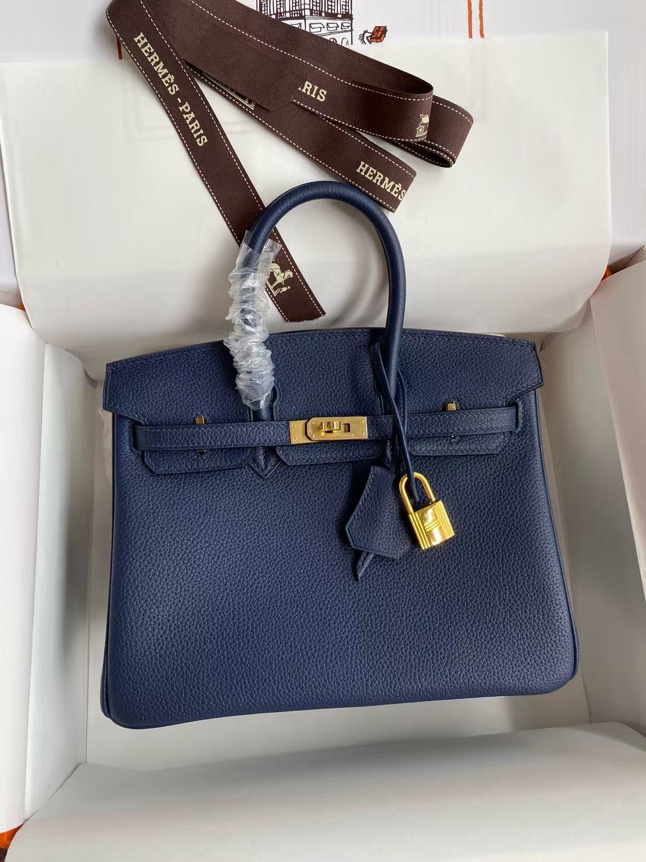 Hermes Birkin 35cm Handbag Navy Blue with Gold